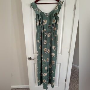 Xhilaration Green Floral Maxi Dress